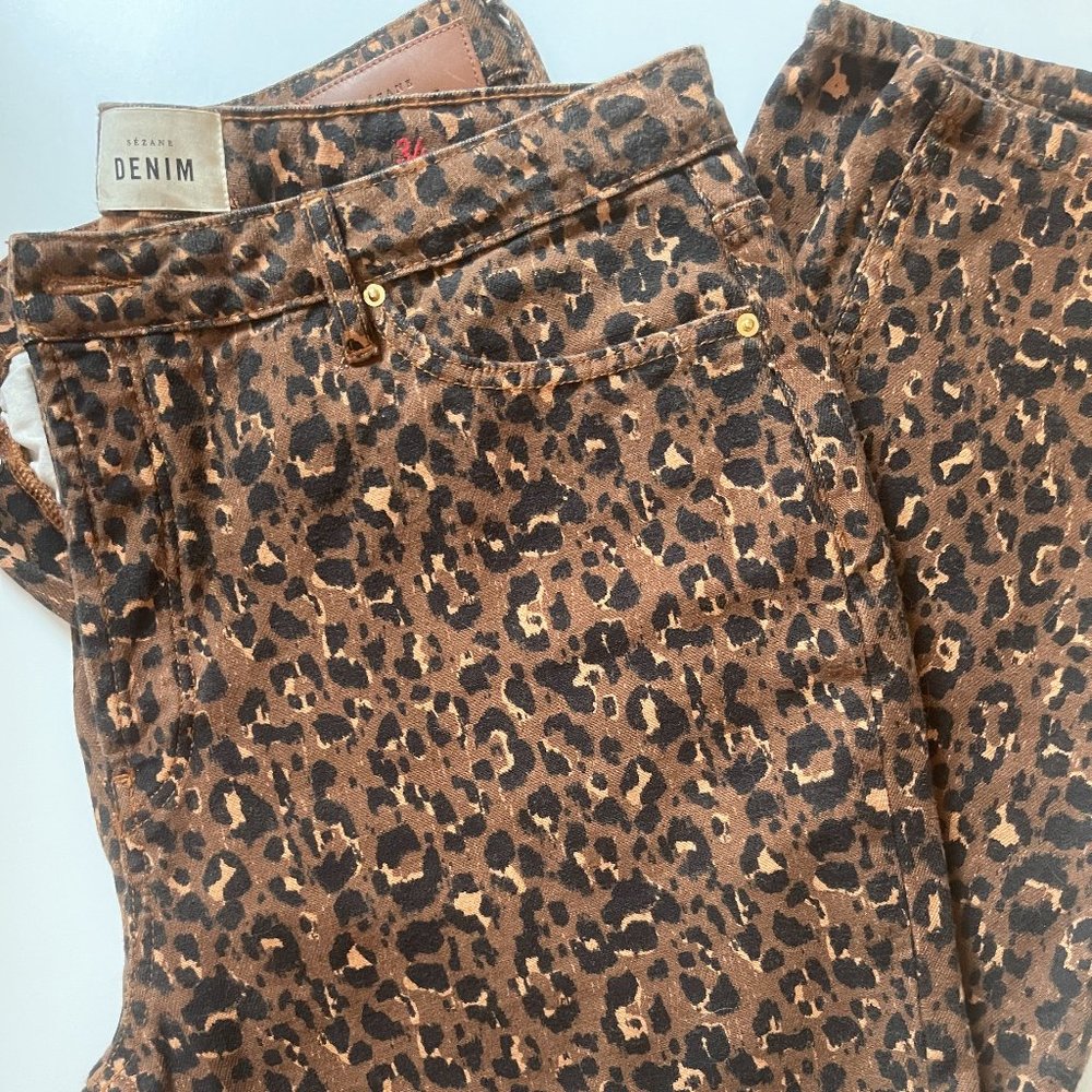 SEZANE - LEOPARD JEANS, SIZE 34